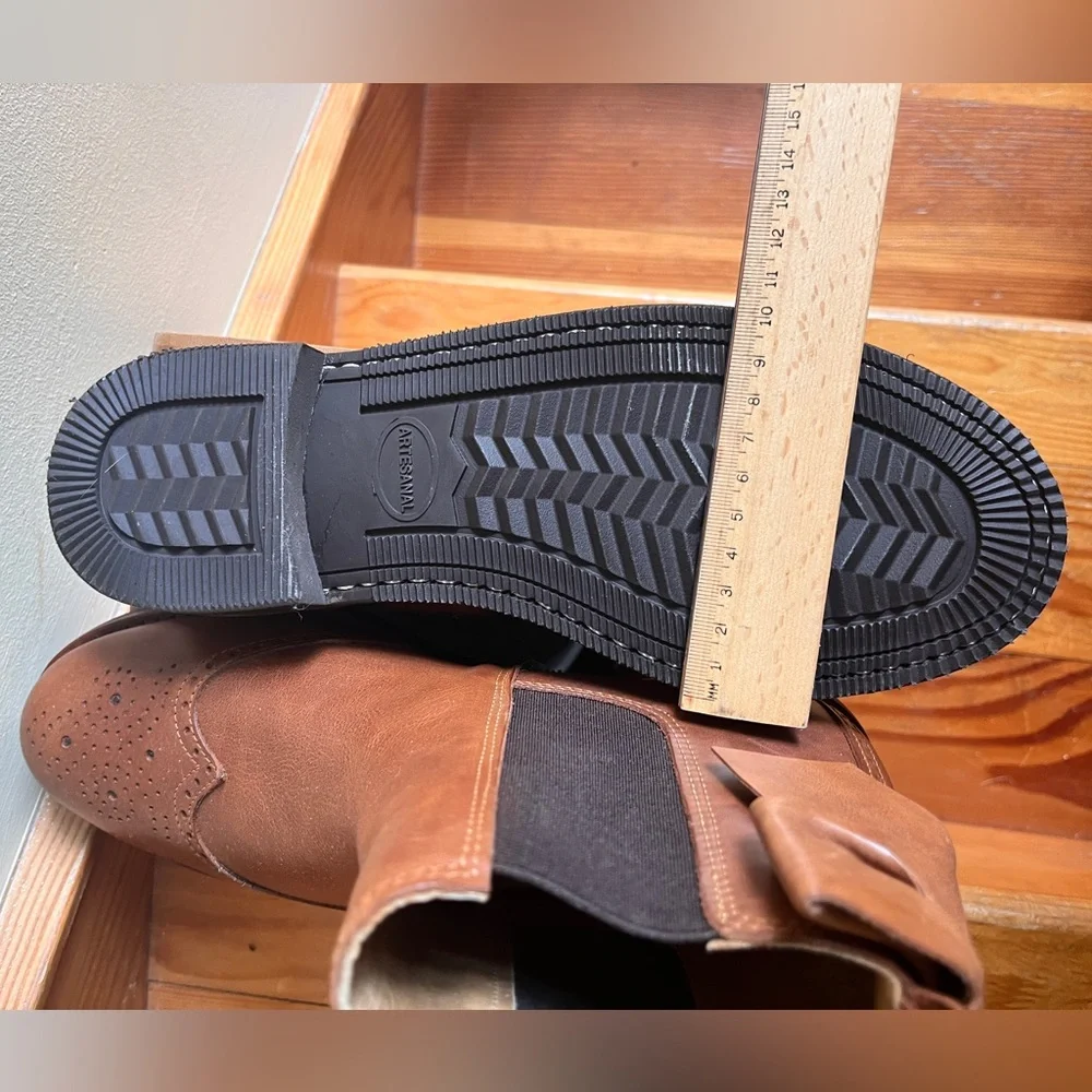 Artisanal handmade leather brogue bow Chelsea boots BNIB - Picture 8 of 11